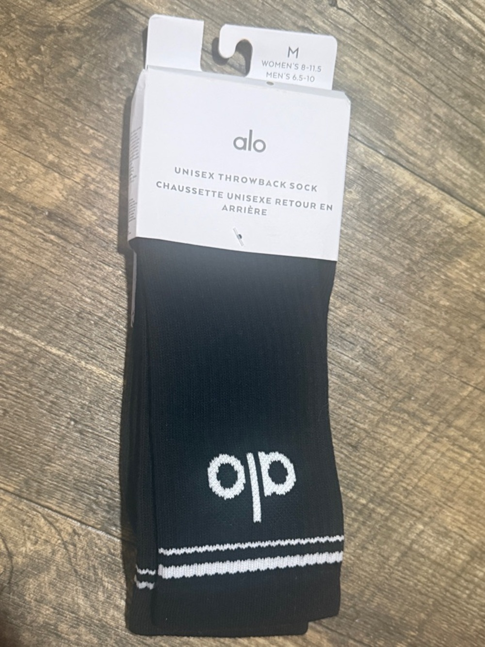 ALO Yoga Black Athletic Unisex Socks with White Logo